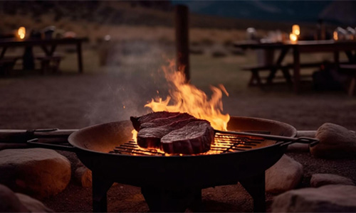 barbecue dinner preparation in desert safari trip